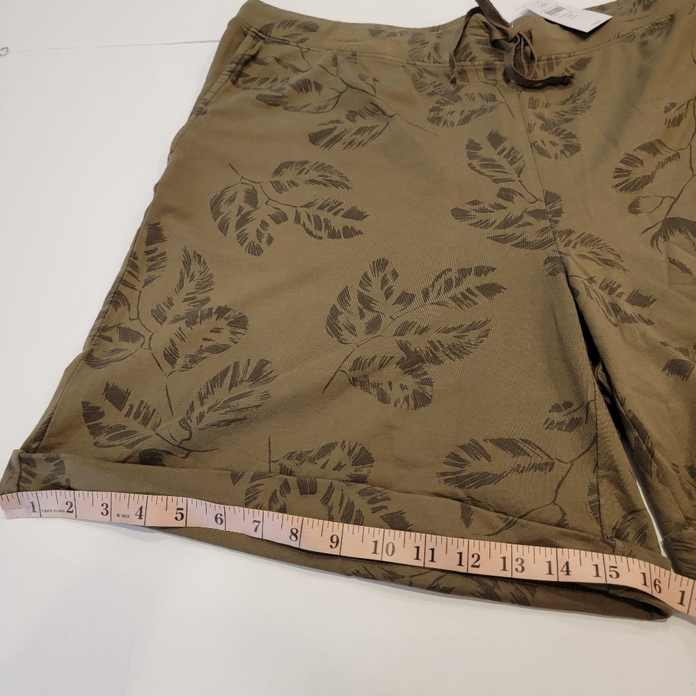 J.Jill Women's Dark Green Olive Printed Terry Shorts Size 2X NWT! - Picture 5 of 11